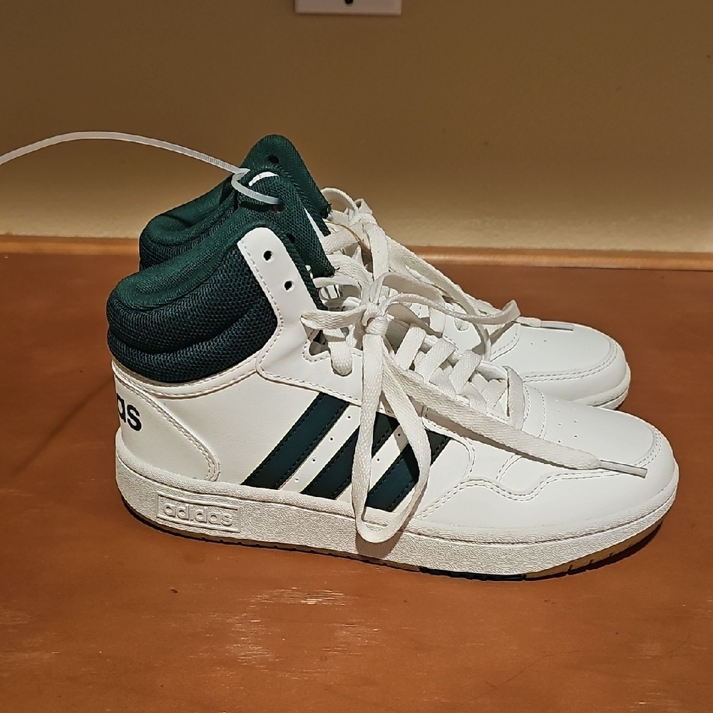 Adidas Kids White and Green Sneakers
